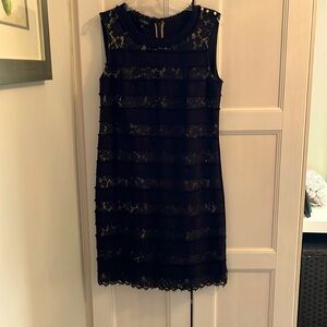 Talbots size 6 black lace with golden lining dress